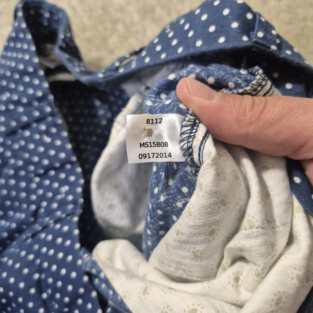 Peter Millar Shorts Mens ACTUAL 34 Blue Polka Dot Linen Blend Chino Coatal Beach